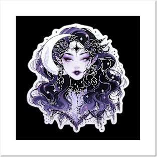 Pastel Goth Moon Goddess Posters and Art